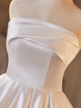 Simple White Satin Strapless Homecoming Dress