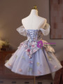 Purple Tulle Embroidery Homecoming Dress