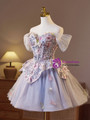 Purple Tulle Embroidery Homecoming Dress