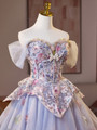 Purple Tulle Embroidery Homecoming Dress