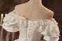 White Satin Puff Sleeve Lace Homecoming Dress