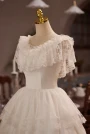Vintage White Lace Tiers Homecoming Dress