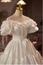 White Satin Lace Short Sleeve Homecoming Dress