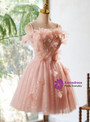 Pink Tulle Sequins Pleats Homecoming Dress