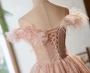 Pink Tulle Sequins Flower Homecoming Dress