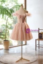 Pink Tulle Sequins Flower Homecoming Dress