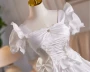A-Line White Satin Bow Homecoming Dress