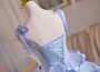 Blue Tulle Straps Bow Tiers Homecoming Dress