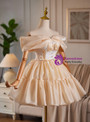 Champagne Off the Shoulder Bow Homecoming Dress