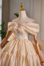 Champagne Off the Shoulder Bow Homecoming Dress