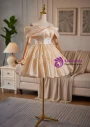 Champagne Off the Shoulder Bow Homecoming Dress