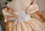 Champagne Off the Shoulder Bow Homecoming Dress