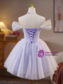 Purple Tulle Lace Off the Shoulder Homecoming Dress