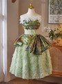 Green Sequins Strapless Flower Homecoming Dress