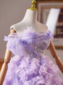 Purple Tulle Off the Shoulder 3D Flower Homecoming Dress