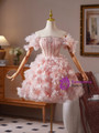 Pink Tulle 3D Flower Beading Crystal Homecoming Dress