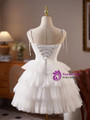 White Tulle Spaghetti Straps Homecoming Dress