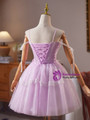 Purple Tulle Spaghetti Straps Homecoming Dress