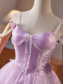 Purple Tulle Spaghetti Straps Homecoming Dress