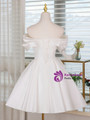 White Satin Pleats Bow Homecoming Dress