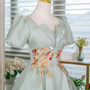 Green Short Sleeve Appliques Homecoming Dress