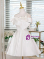 White Satin 3D Flower Homecoming Dress