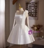 White Satin Straps Flower Homecoming Dress