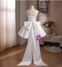 White Satin Spaghetti Straps Homecoming Dress
