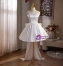 White Satin Spaghetti Straps Homecoming Dress