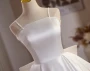 White Satin Spaghetti Straps Homecoming Dress