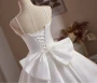 White Satin Spaghetti Straps Homecoming Dress