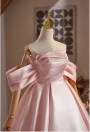 Pink Satin Off the Shoulder Pleats Homecoming Dress