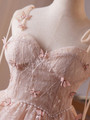 Pink Lace Straps Butterfly Homecoming Dress