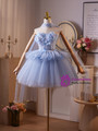 Blue Tulle Strapless Butterfly Beading Homecoming Dress