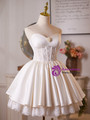 Ivory Satin Lace Strapless Homecoming Dress