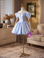 Blue Satin Beading Homecoming Dress