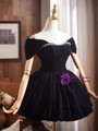 Black Velvet Sequins Crystal Homecoming Dress