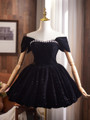 Black Velvet Sequins Crystal Homecoming Dress