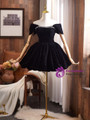 Black Velvet Sequins Crystal Homecoming Dress