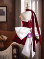 Burgundy Velvet Strapless Bow Homecoming Dress