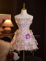 Champagne Sequins Beading Homecoming Dress