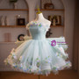 Green Tulle Pleats Flower Homecoming Dress