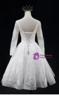 White Lace Long Sleeve Short Homecoming Dress