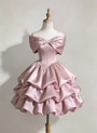 Pink Satin Off the Shoulder Homecoming Dress