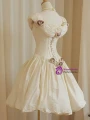 Champagne Off the Shoulder Flower Prom Dress