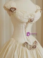Champagne Off the Shoulder Flower Prom Dress