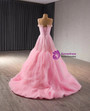 Pink Tulle Sequins Beading Pleats Prom Dress