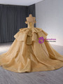 Gold Sequins Beading Off the Shoulder Prom Dress