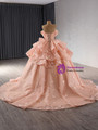 Orange Ball Gown Tulle Strapless Butterfly Prom Dress