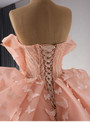 Orange Ball Gown Tulle Strapless Butterfly Prom Dress